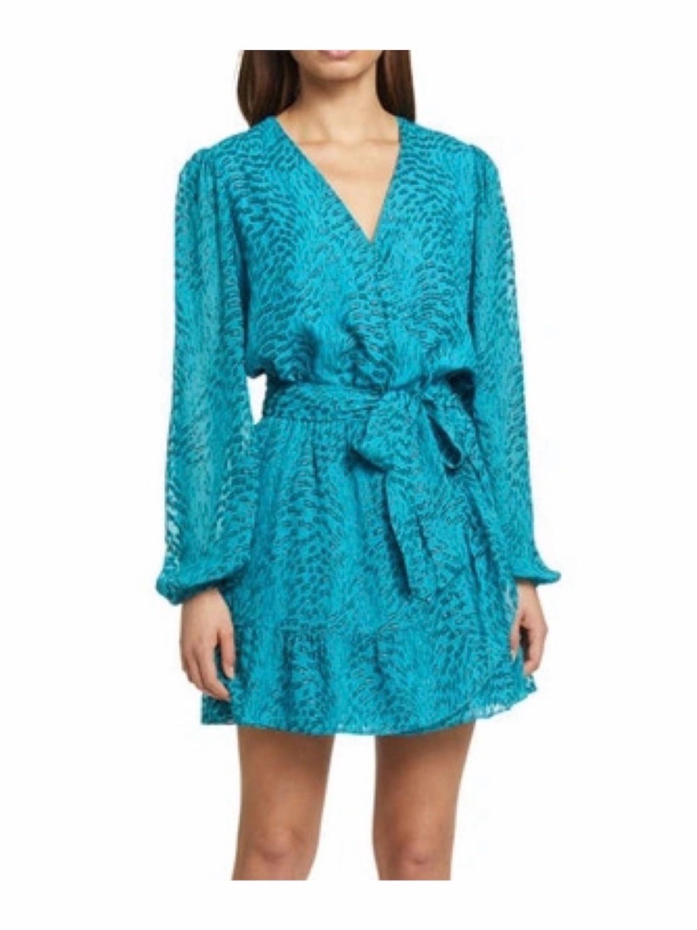 Lilly Pulitzer Teal V-Neck Wrap Dress with Self-Tie Waist